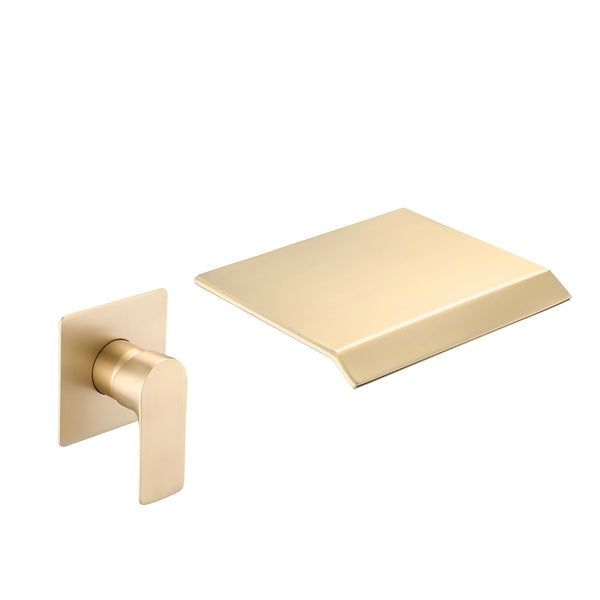 Wall Mount Bathtub Faucet With Waterfall Tub Spout And Single Handle Stainless Steel, photo 2 of 14