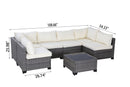 All-Weather 7-Piece Gray PE Wicker Patio Conversation Set with Beige Cushions and coffee table