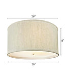 16"W Moderne Flush Mount Conversion Kit Textured Oatmeal Hardback Drum Lampshade by LampsUSA