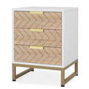 Nightstands With 3 Drawers, Zig Zag Design (Set of 2) - White / Oak by HouseOfZazla