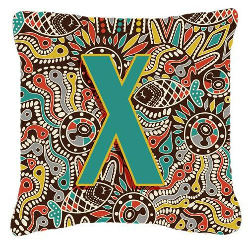 Letter X Retro Tribal Alphabet Initial Canvas Fabric Decorative Pillow CJ2013-XPW1414