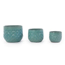 Handmade Ceramic Planter Pots Set of 3, Vintage Turquoise