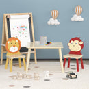 Kids Table And 2 Chairs Set, 3 Pieces Toddler Table And Chair Set, Wooden Activity Play Table Set (Lion&Monkey) - Natural by HouseOfZazla