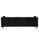 89" Modern Sofa Dutch Fluff Upholstered sofa with solid wood legs, buttoned tufted backrest,black