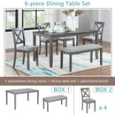 6 Pieces Kitchen Dining Set, Rectangular Wooden Dining Table With 4 Chairs And A Bench by Unique Piece Furniture