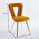 Modern Chair With Iron Tube Legs, Soft Cushions And Comfortable Backrest, Suitable For Dining Room, Living Room, Cafe, Hairball Back by Unique Piece Furniture