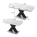 Rectangle Dining Table With Stretchable Top, X Shape Mdf Legs With Steel Base - White / Black by HouseOfZazla