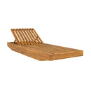 Acacia Wood Chaise Lounge with Cushion - Teak Finish