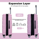 3 Piece Luggage Sets PC Lightweight & Durable Expandable Suitcase with Two Hooks, Double Spinner Wheels, TSA Lock, (21/25/29) Pink
