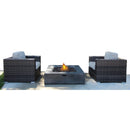 Rattan Wicker Patio Set With Cushions And Concrete Fire Pit by HouseOfZazla