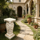 22.05" H x 9.06" W European Style Floral Carved Roman Column Pedestal by HouseOfZazla