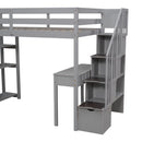 Loft Bed With Storage Drawers, Desk And Stairs With Shelves
