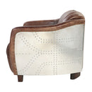 Brancaster - Loveseat - Retro Brown Top Grain Leather & Aluminum