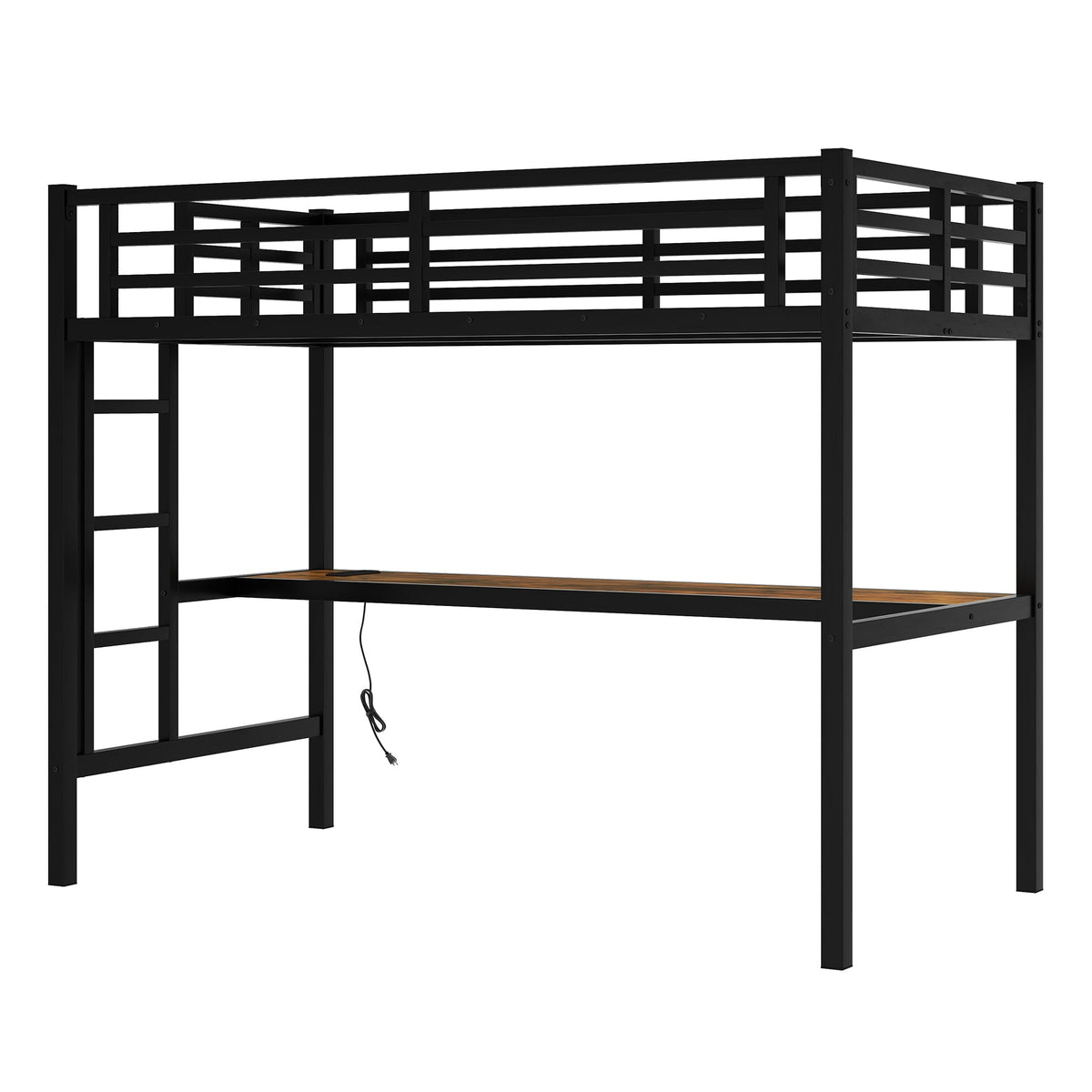 Metal Twin XL Size Loft Bed with Power Outlet and LED Light, photo 6 of 10