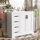 Bathroom Vanity With Sink, Soft Close Doors, Adjustable Shelf & 3 Drawers