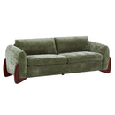 89"L Chenille Sofa with Wooden Legs – Olive by HouseOfZazla
