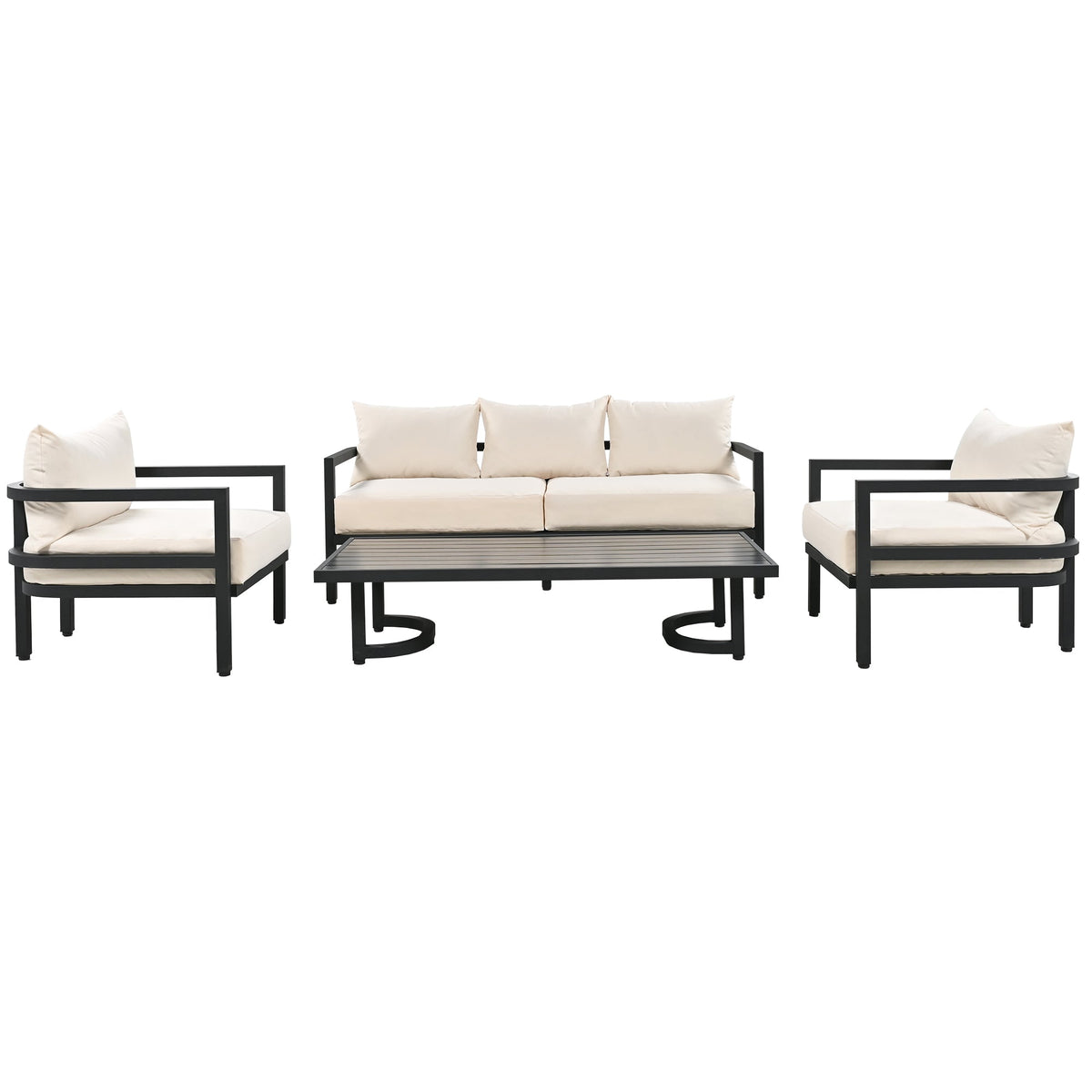 U_Style Multi-Person Outdoor Steel Sofa Set with Coffee Table, photo 6 of 10