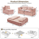 Multi Functional Sectional Sofa Bed With Independent Chaise Lounge And Functional Blanket, Convertible King Size Bed, Deep Seat - Baby Pink by HouseOfZazla