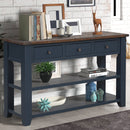 48" Solid Pine Wood Top Console Table, Modern Entryway Sofa Side Table with 3 Storage Drawers and 2 Shelves. Easy to Assemble (Blue)