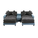 Sectional Sofa With Removable Ottomans, USB Ports, Cup Holders & Storage - Gray / Light Blue by HouseOfZazla