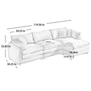 Modern Oversized Modular Cushion Sofa With Ottoman, Low Back, Deep Seating Sofa Set by Unique Piece Furniture