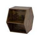 23.62" Hexagonal Coffee Table Side Table Nightstand Antique Wood