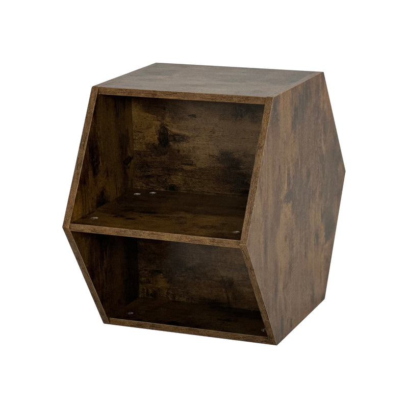 23.62" Hexagonal Coffee Table Side Table Nightstand Antique Wood