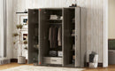 4-Door Wardrobe with 1 Drawer, Gray