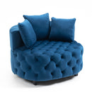 Accent Chair / Classical Barrel Chair for living room / Modern Leisure Sofa Chair (Blue)