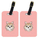 Checkerboard Pink Chihuahua Luggage Tag