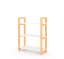 3-tiers Storage Bookcase with Solid Wood Frame, White