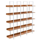 5 Tier Bookcase Home Office Open Bookshelf, Vintage Industrial Style Shelf, MDF Board, White Metal Frame, Brown