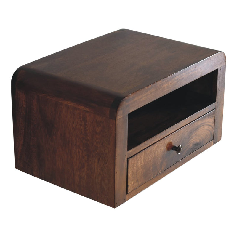 Chunky Chestnut Floating Bedside, 1-Drawer, 1 Open Slot, photo 5 of 10