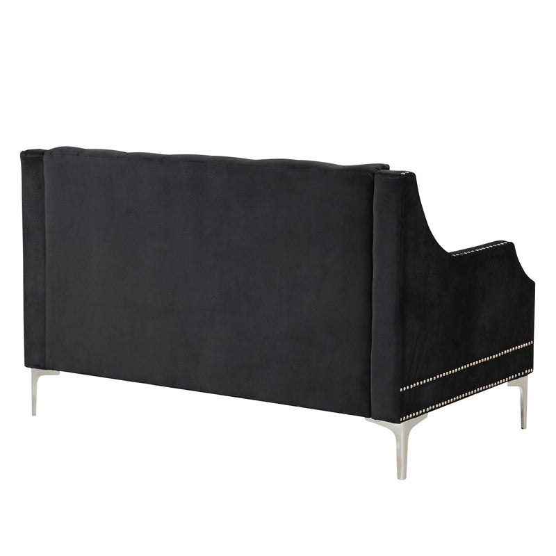 55.5" Modern Sofa Dutch Plush Upholstered Sofa with Metal Legs, Button Tufted Back Black