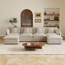 Oversized U Shape Sofa with 2 Ottomans in Light Coffee