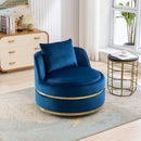 360 Degree Swivel Accent Chair Velvet Modern Upholstered Barrel Chair Over-Sized Soft Chair with Seat Cushion for Living Room, Bedroom, Office, Apartment, Blue