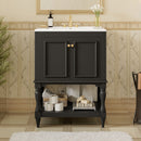 Modern Bathroom Vanity With Sink, Rectangular Cabinet With Open Shelf And Closed Storage by HouseOfZazla