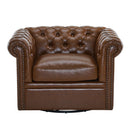 Chesterfield Style Swivel Club Chair With Button Tufted