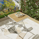 Modern Folding Square Table, Water Proof And Wear Resistant - Apricot / White by HouseOfZazla