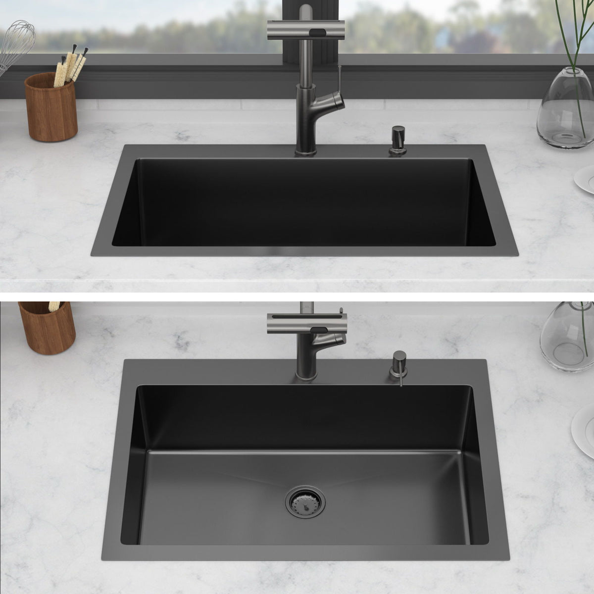 Drop-In Stainless Steel Kitchen Sink With Pull-Out Faucet And Soap Dispenser, photo 13 of 18