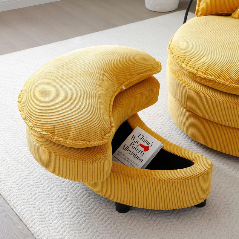 360° Swivel Accent Barrel Chair Modern Comfy Round Reading Sofa Swivel Chairs Circle Lounge Chair for Bedroom Living Room w/4 Pillow Lower Seating Heigh (Yellow)