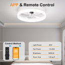 19.7'' LED Ceiling Fan Light with Remote & App Control, 6 Speeds, Dimmable, 3000K-6500K, Flush Mount by HouseOfZazla