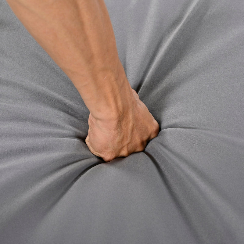 2-Piece Rattan Outdoor Patio Bench Lounge Roof Set, Effective UV Protection Fabric & Waterproof Cushions and Adjustable Backrest for Garden, Backyard and Porch (Grey Wicker + Grey Fabric)