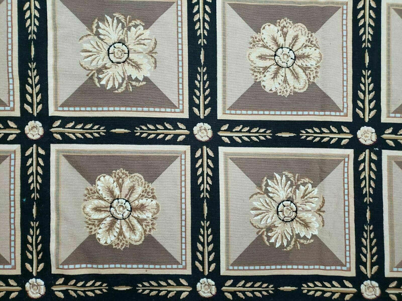9' X 12' Handmade English Aubusson Savonnerie Design Needlepoint Wool Rug Nice