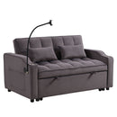 Modern Loveseat Futon Sofa With Pullout Bed, Adjustable Reclining Backrest, Toss Pillows by HouseOfZazla