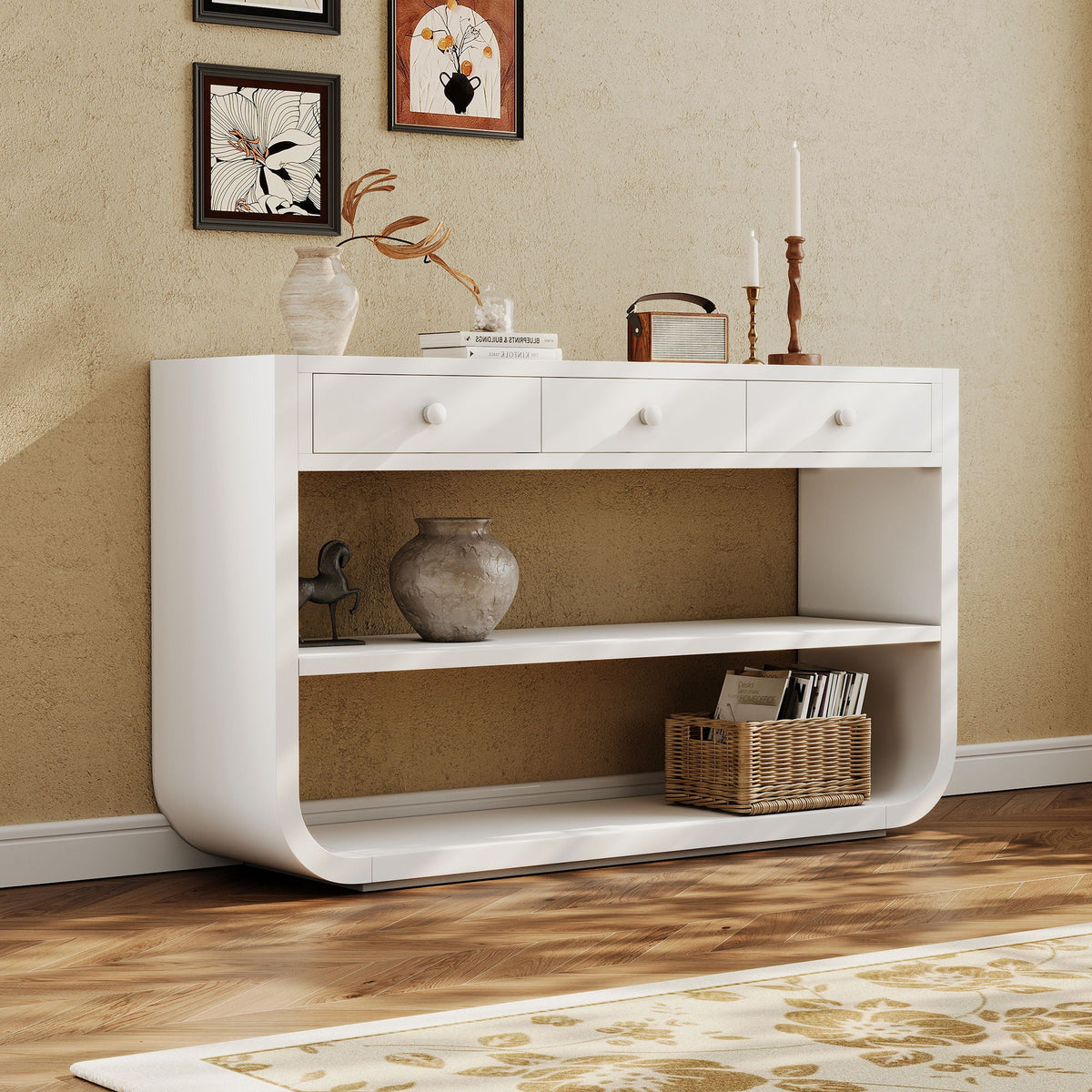 Console Table With 3 Soft Close Drawers & 2 Open Shelves, photo 39 of 40