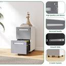 2-Drawer Mobile File Cabinet With Lock,On 360° Wheels, Holds A4/Letter/Legal Files - White