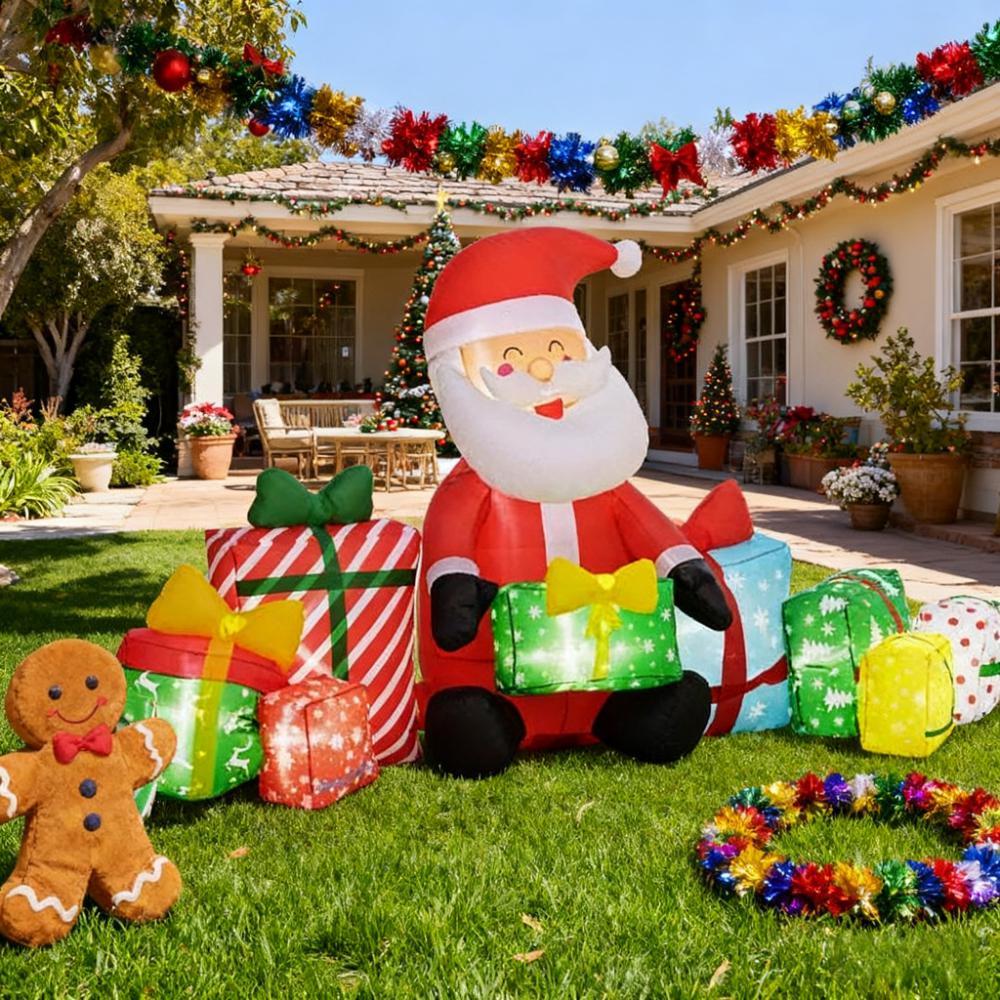 Inflatable Santa Claus And Gift Boxes Outdoor Display, photo 8 of 8