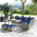 5 Piece Rattan Outdoor Patio Couch Set