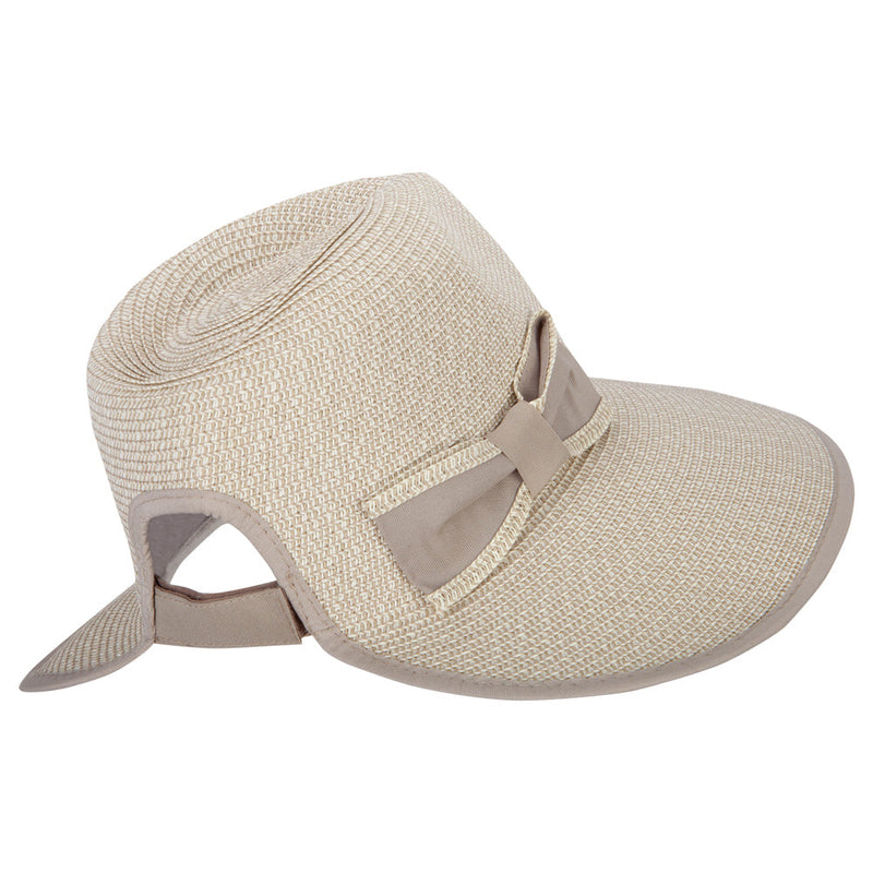 Women's Paper Braid Bow Accented Wide Split Brim Fedora Hat